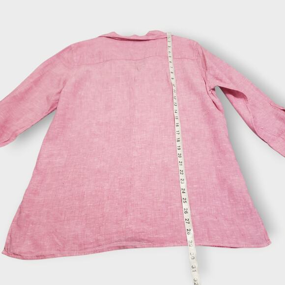 Brooks Brothers Womens 100% Irish Linen Button Up Blouse Top Pink Sz 12 Casual - Picture 12 of 12